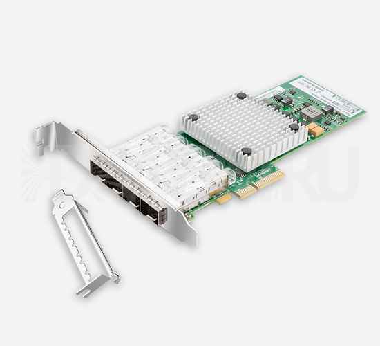 Сетевая карта 1,25 Gb/s (NIC), 4 порта SFP, Intel I350-AM4 Controller, PCIe 2.1 X4 - ДВДМ.РУ (DSO-N-1G4S-I350-X21-4)